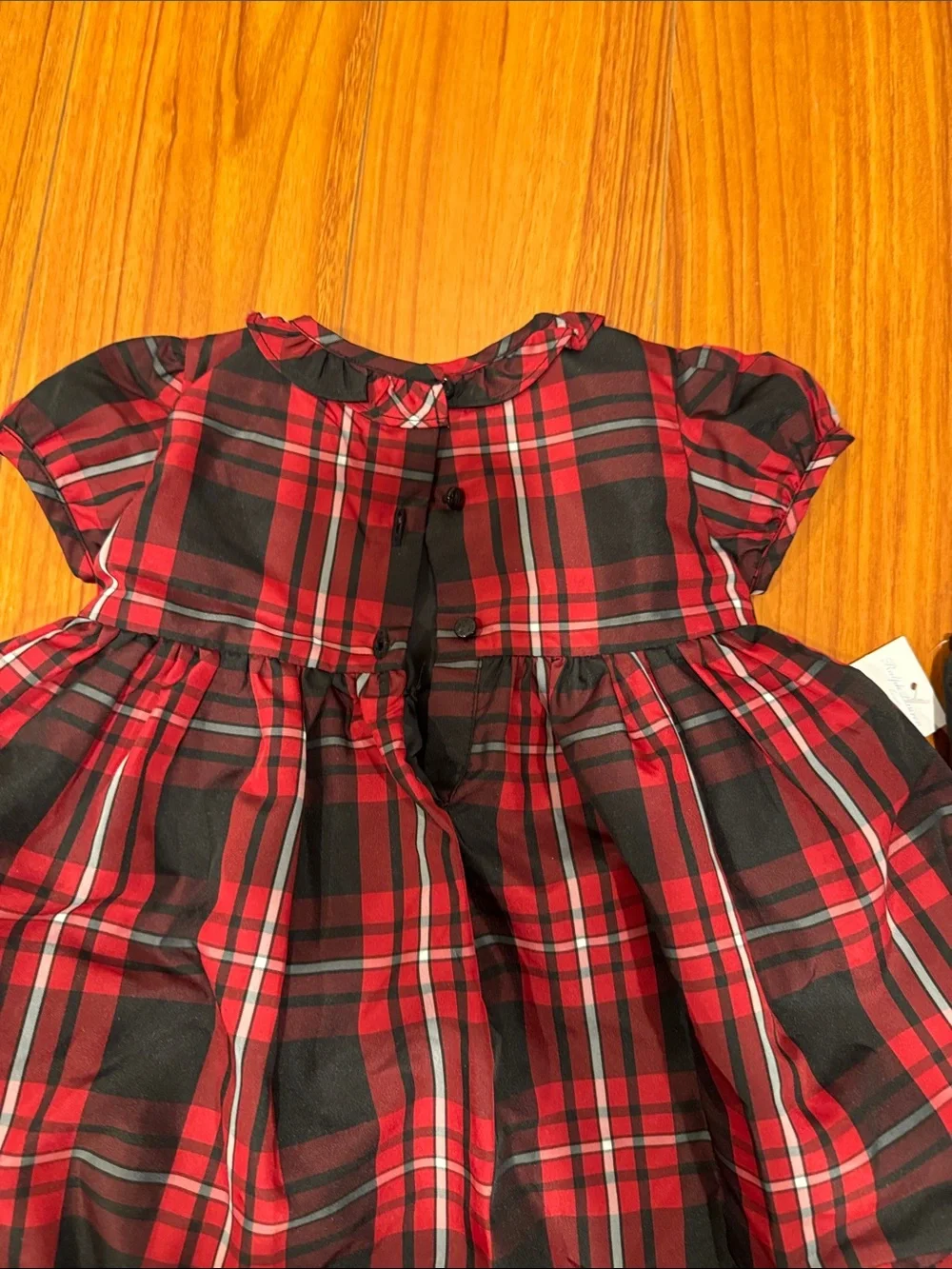 Ralph Lauren Red and Black Plaid Ruffle Hem Formal Dress